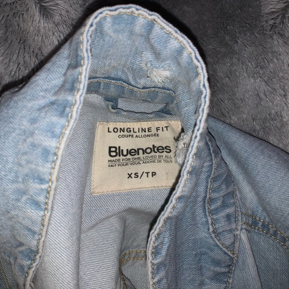 Women’s long ripped jean jacket, BLUENOTES - Picture 2 of 2